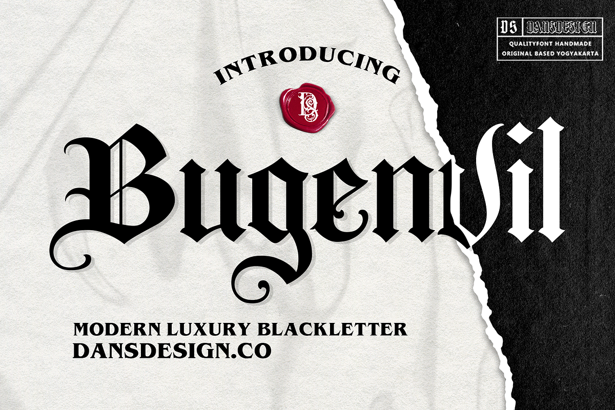 Bugenvil Modern Blackletter, a Blackletter Font by dansdesign (Photo 1 of 8)