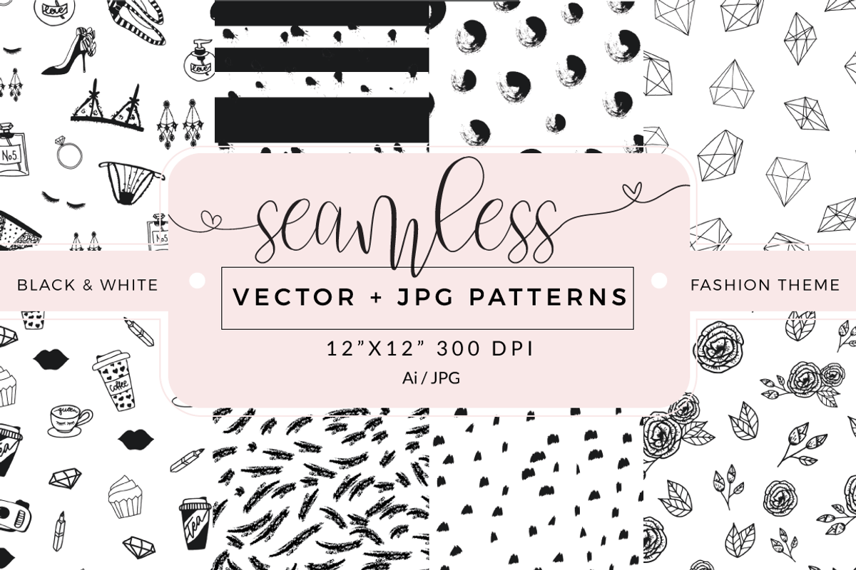 Seamless vector patterns - pack of 8, a Pattern Graphic by Inky Jar Design Studio (Photo 1 of 3)