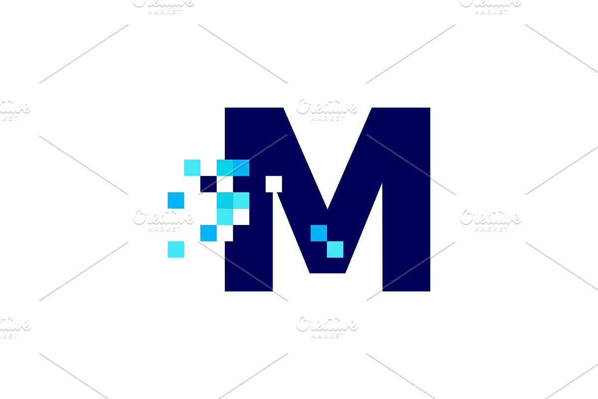 m letter pixel mark digital 8 bit, a Branding & Logo Template by VASTARD STUDIO