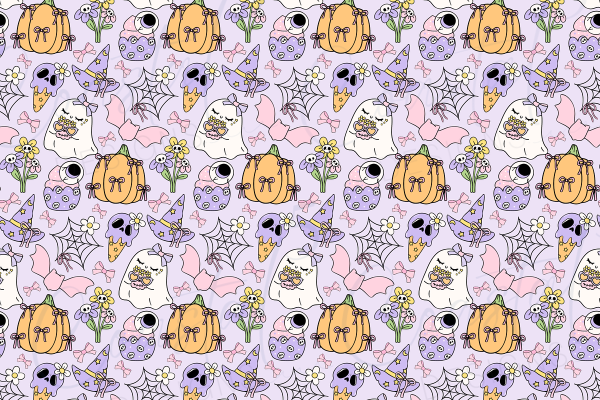 Coquette Halloween Seamless Pattern, a Pattern Graphic by Coastal 5 Designs (Photo 2 of 3)