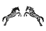 Wild horses set. 5 typography poster, an Animal Illustration by JULYMILKS (Thumbnail 4 of 4)
