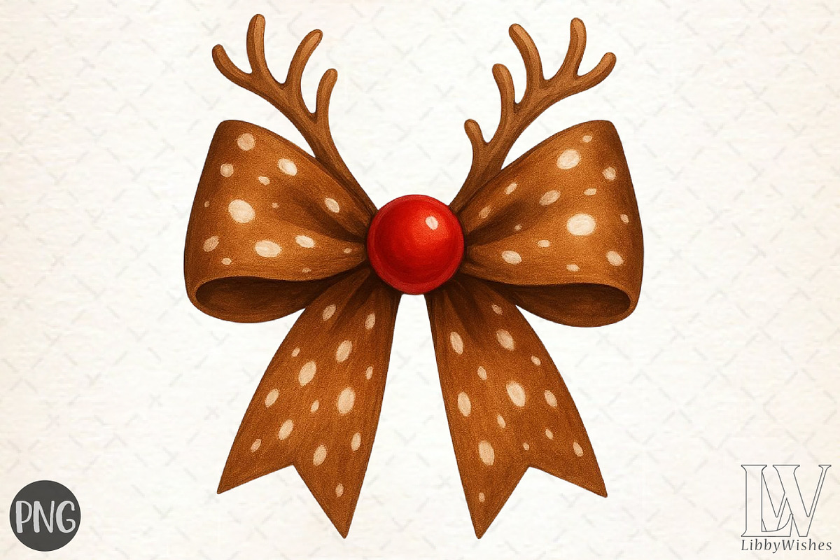 Rudolph Coquette bow Png,Christmas, an Illustration by Libby Wishes (Photo 1 of 6)