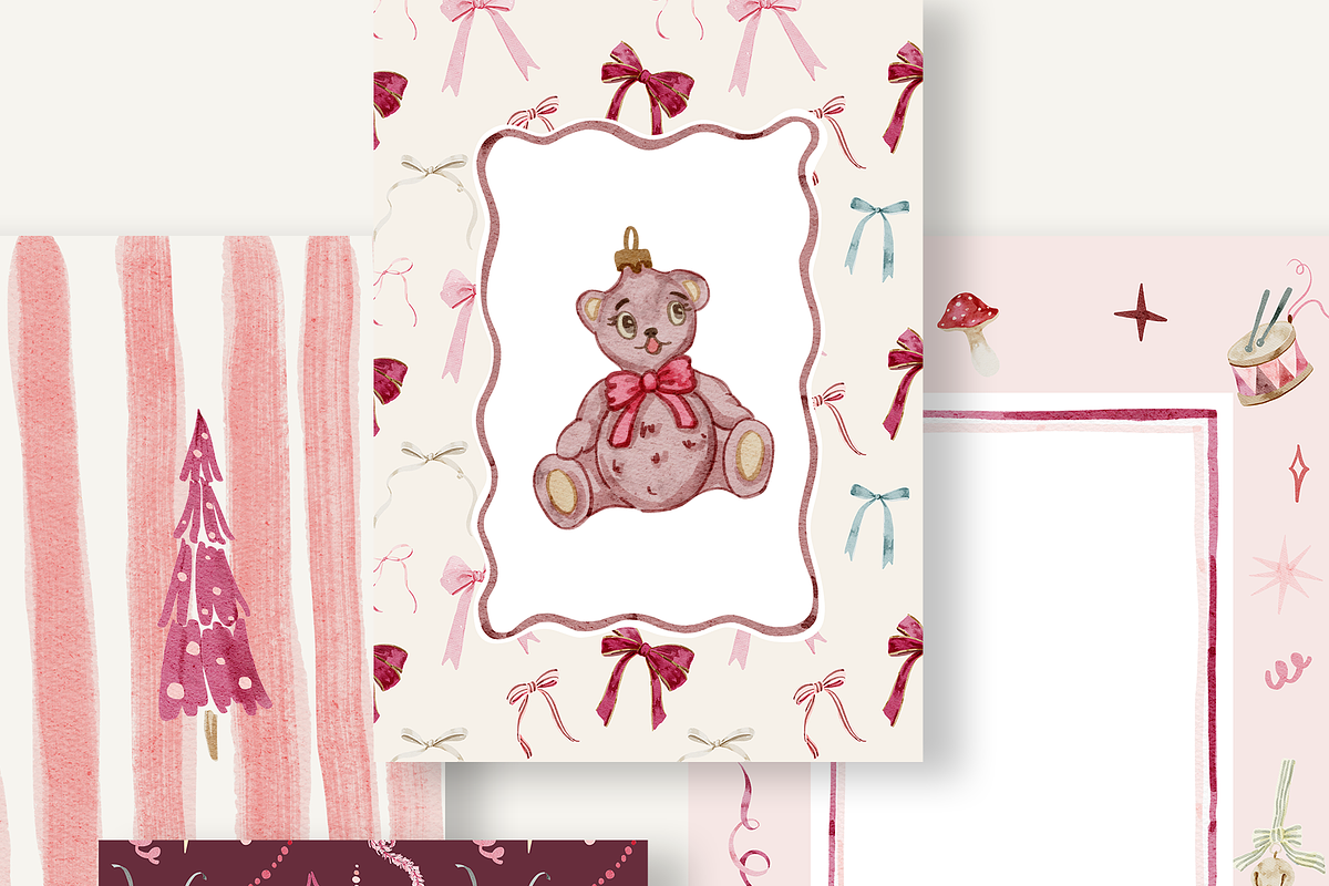 Cherry Pink Christmas Watercolor Set, a Decorative Illustration by Karma (Photo 5 of 8)