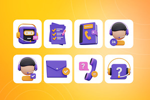 3D Customer Service Icon Set