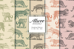 Seamless Hand-Drawn Leopard Pattern