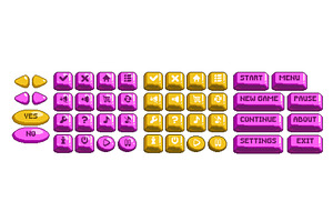 Pixel game buttons kit isolated on, an Object Illustration by art PVP - market