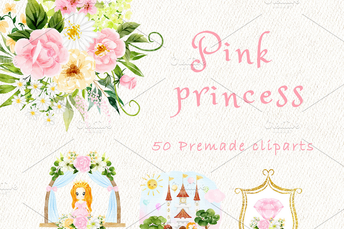 Pink baby princess clipart, a Decorative Illustration by heyiamalice (Photo 5 of 13)