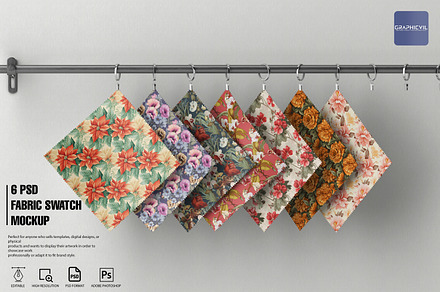 Hanging Fabric Mockup 6 PSD, a Merchandise Mockup by GraphicVil