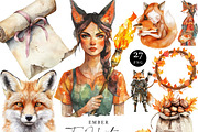 Watercolor Ember Fox Huntress Art, an Animal Illustration by Design Scotch (Thumbnail 1 of 8)