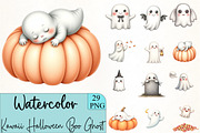 Kawaii Halloween Boo Ghost Clipart, an Illustration by CrexoraLab (Thumbnail 2 of 6)