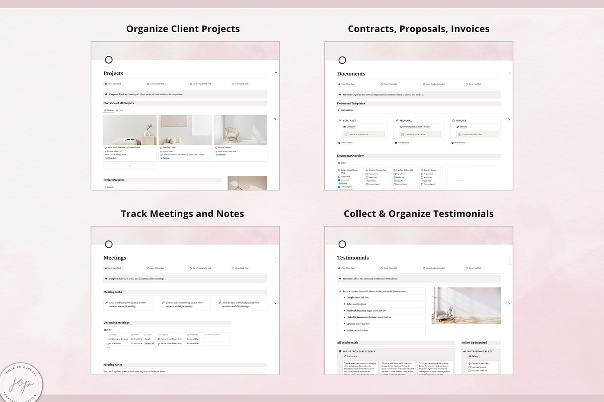 Notion PLR Template Freelancer Dash, a Templates & Theme by Julia On Purpose (Photo 4 of 10)