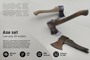 Axe set, an Object 3D Model by mockupzz