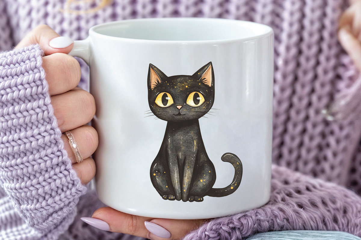 Halloween Whimsical Black Cat PNG, an Illustration by CraftArtStudio (Photo 5 of 6)