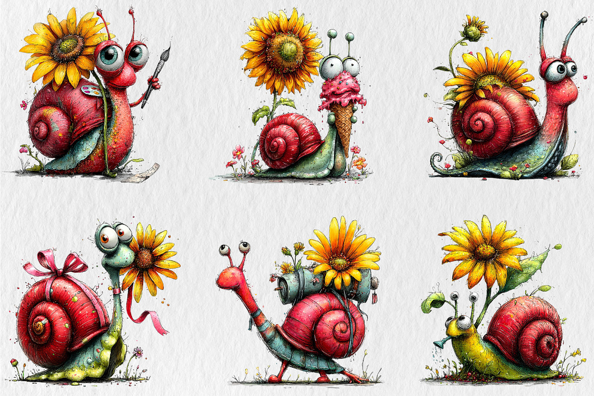 Funny Summer Snail Clipart, a Seasonal Illustration by Rose Art (Photo 3 of 6)