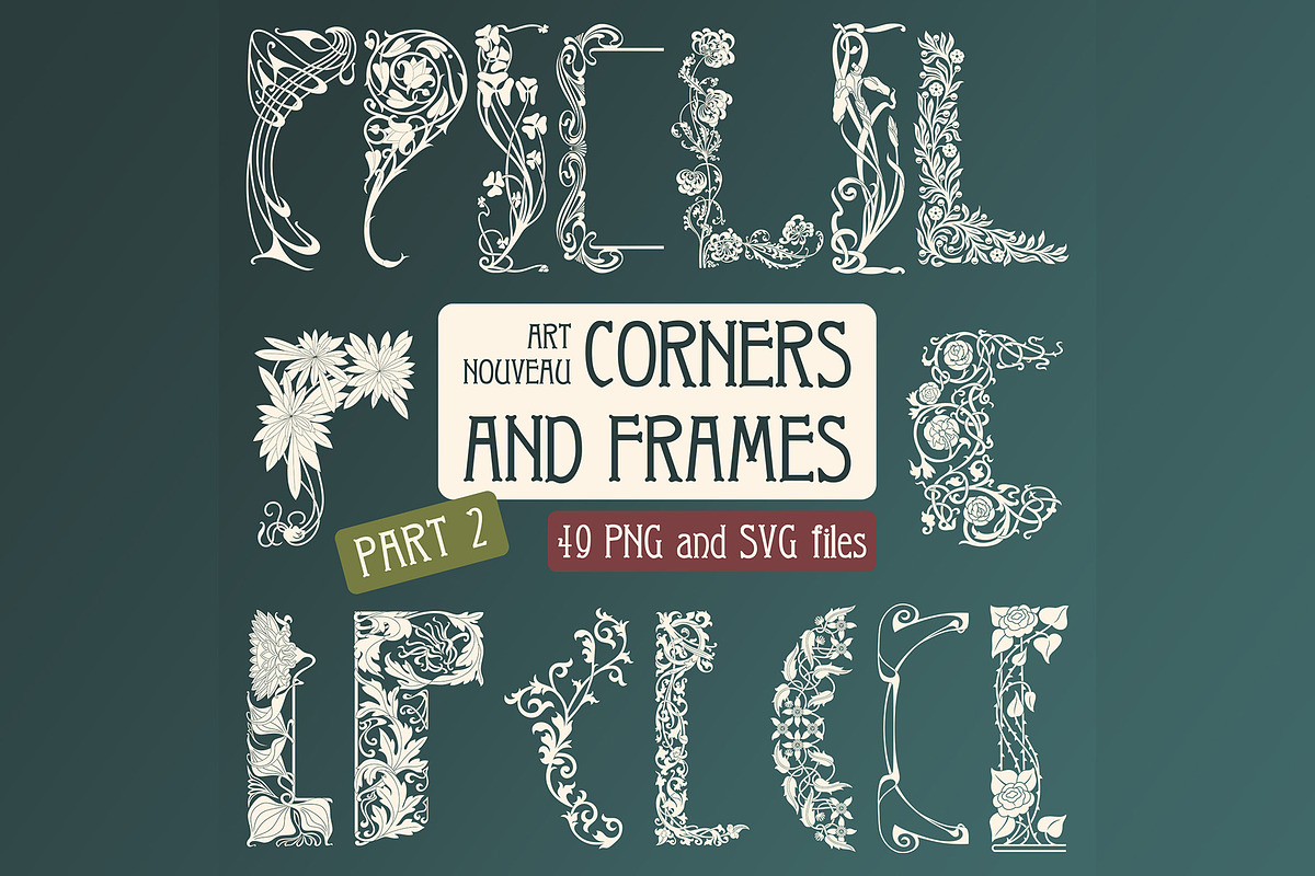 49 Art Nouveau Corners and Frames, a Decorative Illustration by Stanislav Kharchevskyi (Photo 1 of 4)