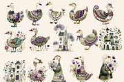SILLY GOOSE BABY SHOWER CLIPART PACK, an Animal Illustration by Daring Digies (Thumbnail 3 of 10)
