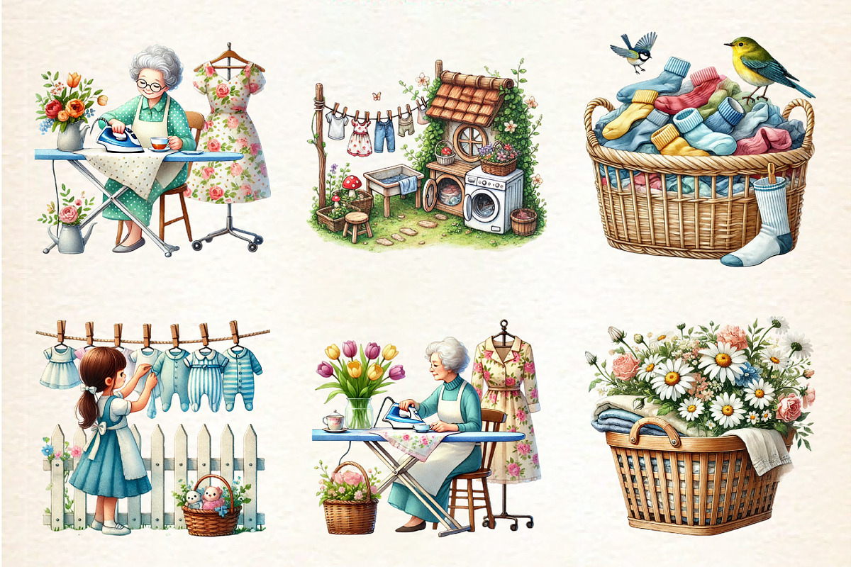 Spring Laundry Clipart, a Seasonal Illustration by DreamArtGraphic (Photo 2 of 4)