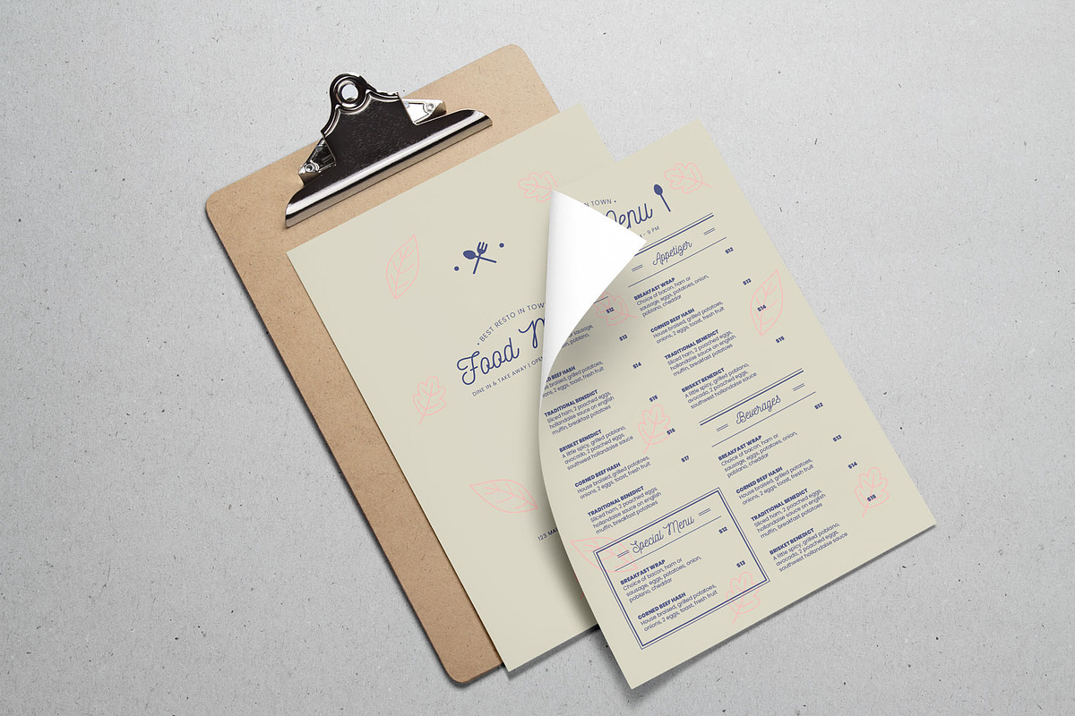 Simple Food Menu Leaf, a Flyer Template by Me55enjah Design (Photo 4 of 4)