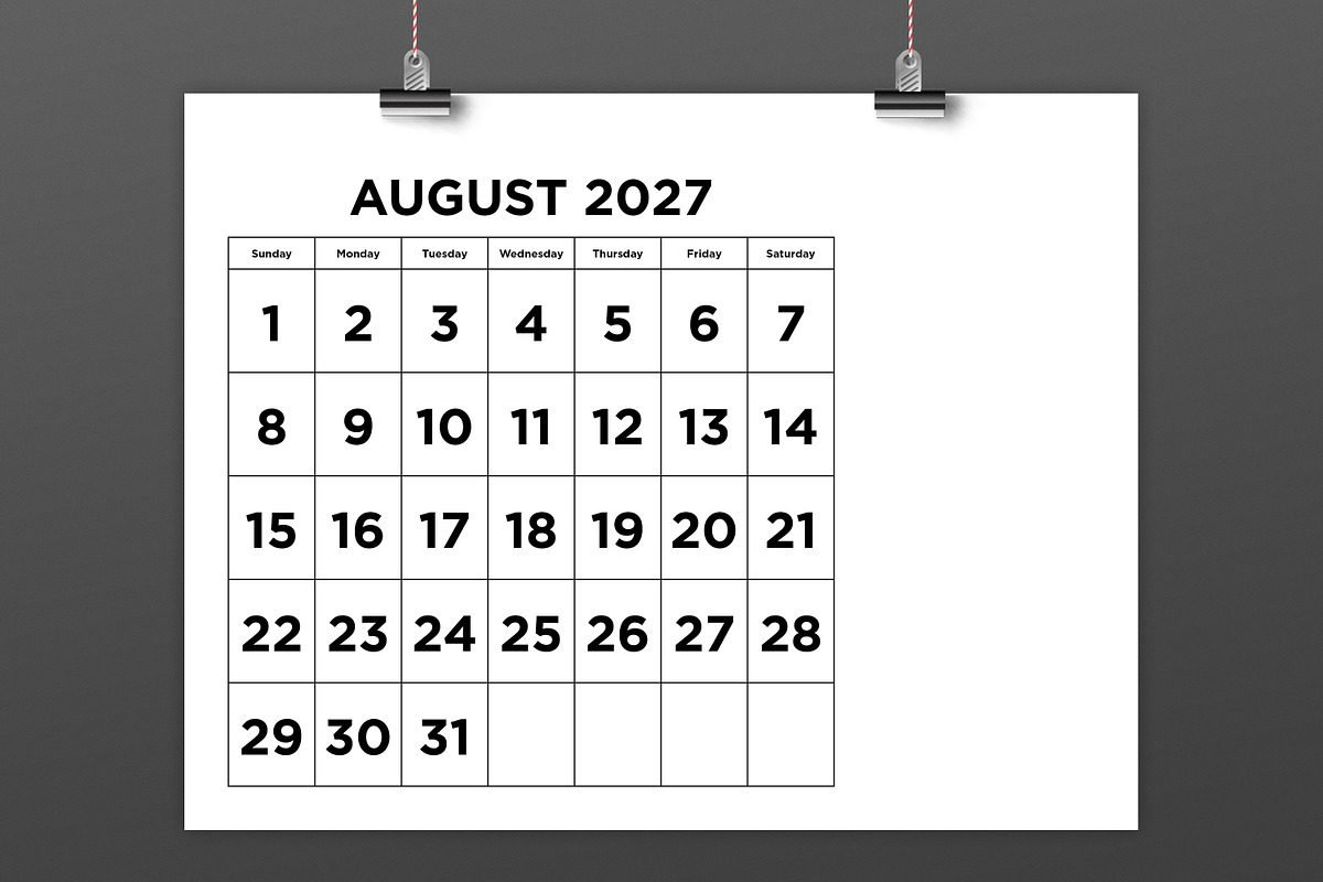 2027 Large Number 8.5x11 Calendar, a Stationery Template by Running With Foxes (Photo 3 of 5)