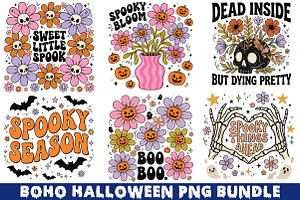 Boho Halloween PNG Bundle, a Work Illustration by CraftArtStudio