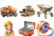 Watercolor Construction Clipart, an Illustration by Craft Nest (Thumbnail 5 of 6)
