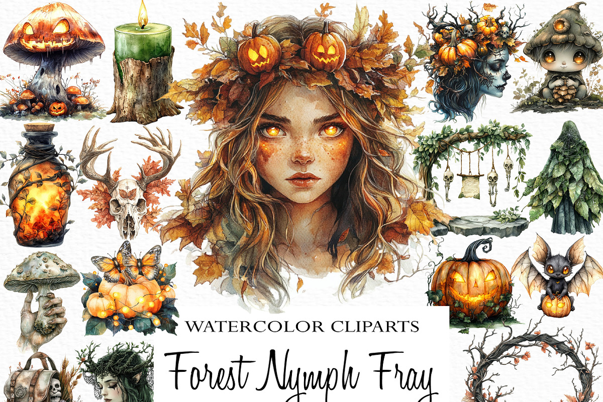 Halloween Forest Nymph Fray Clipart, an Illustration by Craft Nest (Photo 1 of 6)