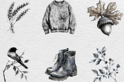 Black & White Autumn Clipart, an Illustration by Black Bird Studio (Thumbnail 5 of 6)