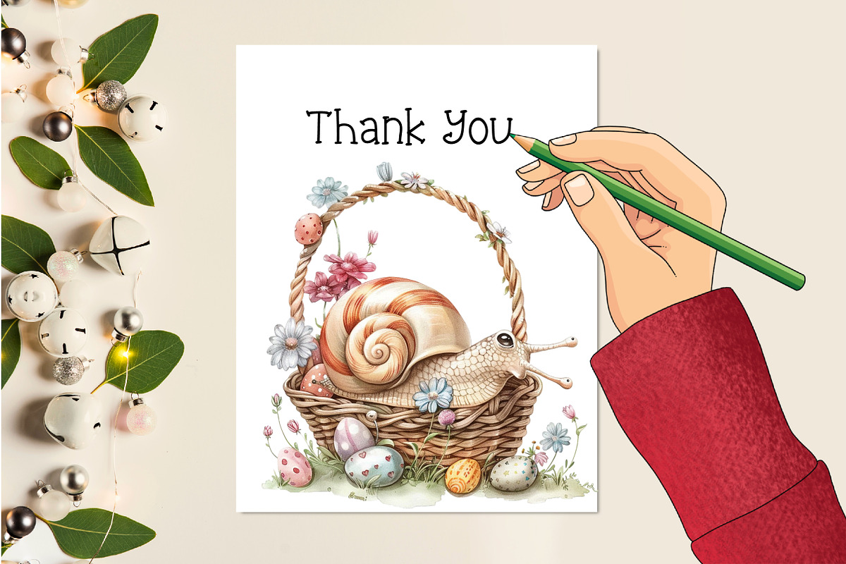 Watercolor Easter Cute Snail Clipart, an Illustration by Creative Art (Photo 3 of 7)