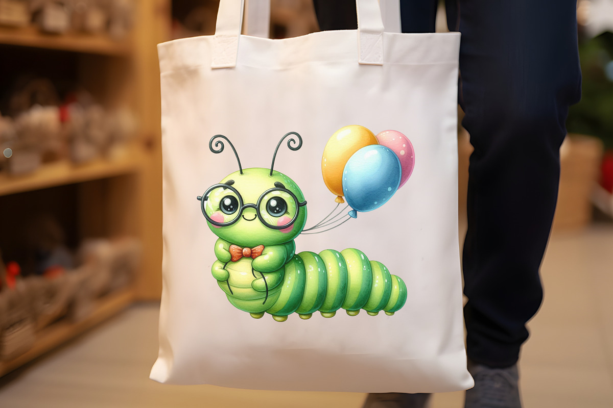 Watercolor Cute Caterpillar Clipart, a Seasonal Illustration by Rose Art (Photo 6 of 7)