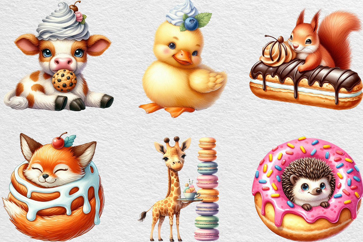 Watercolor Sweets Cute Bakery Animal, an Illustration by Black Bird Studio (Photo 3 of 4)