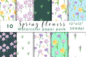 Digital Paper Watercolor Spring Flow