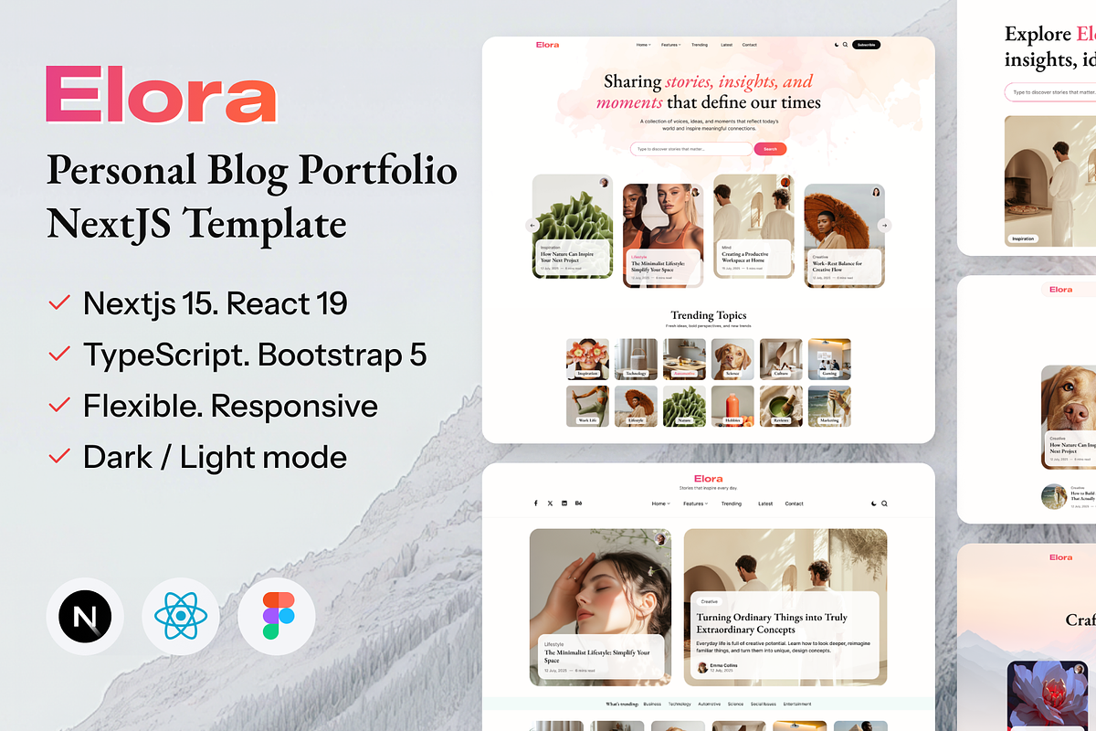 Elora – Blog & Magazine NextJS, a React Template by AliThemes (Photo 1 of 2)