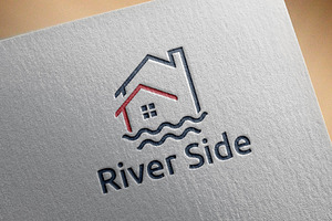 River Side Bay Beach House Home Logo