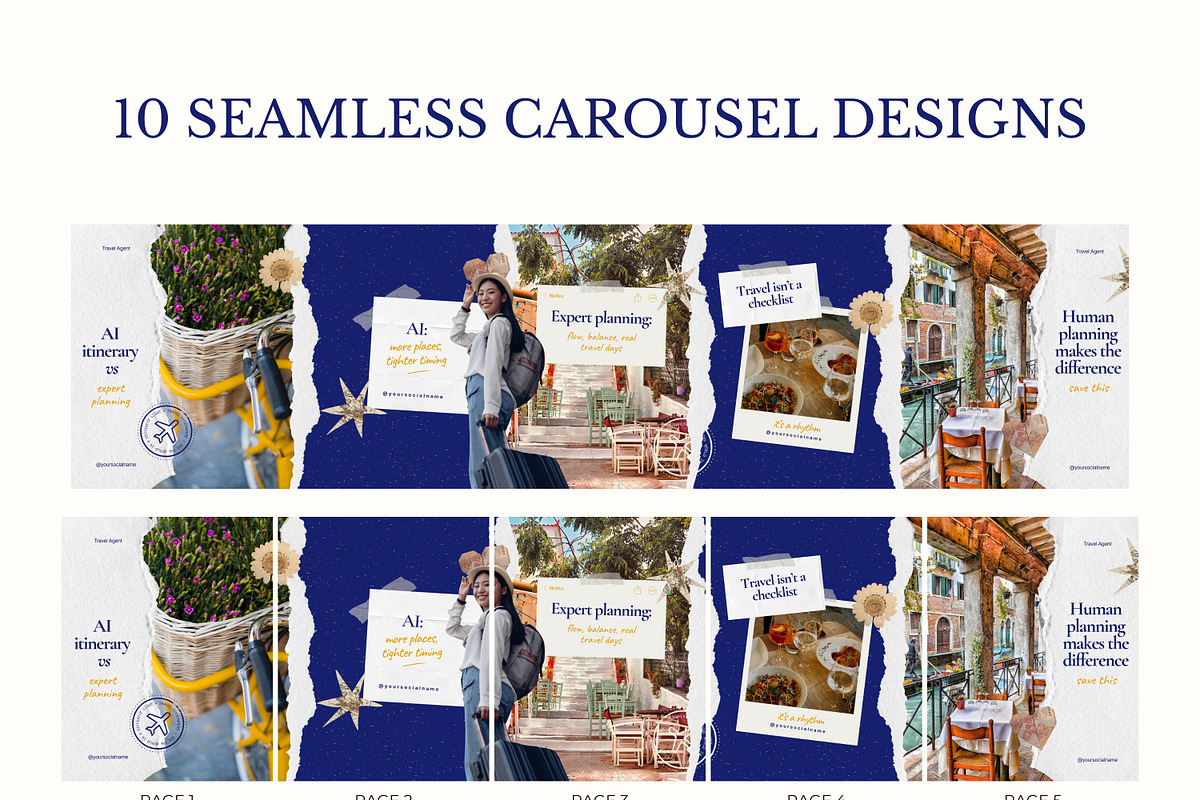 Scrapbook Travel Seamless Carousels, a Social Media Template by Anna Design Studio (Photo 3 of 11)