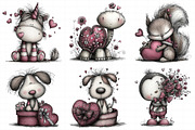 Whimsical Valentine Animals Clipart, an Illustration by Daily.Designs (Thumbnail 3 of 8)