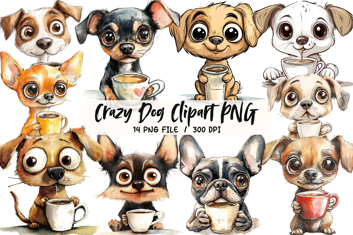 Crazy Dog Clipart PNG, an Illustration by Libby Wishes (Photo 1 of 4)