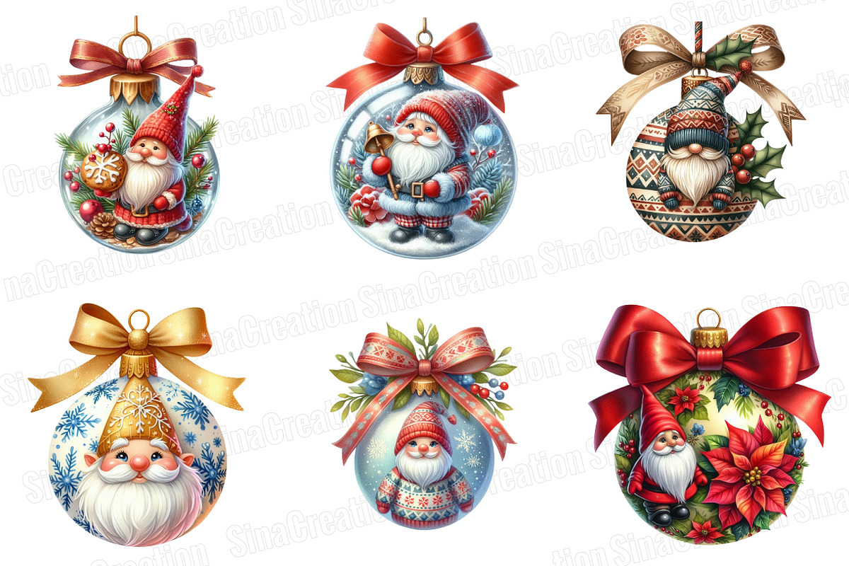 Gnome Christmas Ornamen Clipart PNG, an Illustration by SinaCreation (Photo 4 of 7)