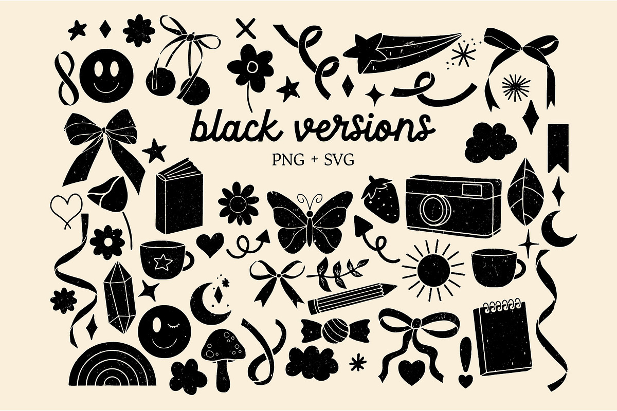 Cute & Quirky Retro Linocut Clipart, a Decorative Illustration by Ginny and Sam (Photo 3 of 11)