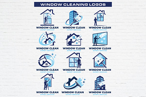 12 Window Cleaning Logo Bundle, a Branding & Logo Template by Guavanaboy