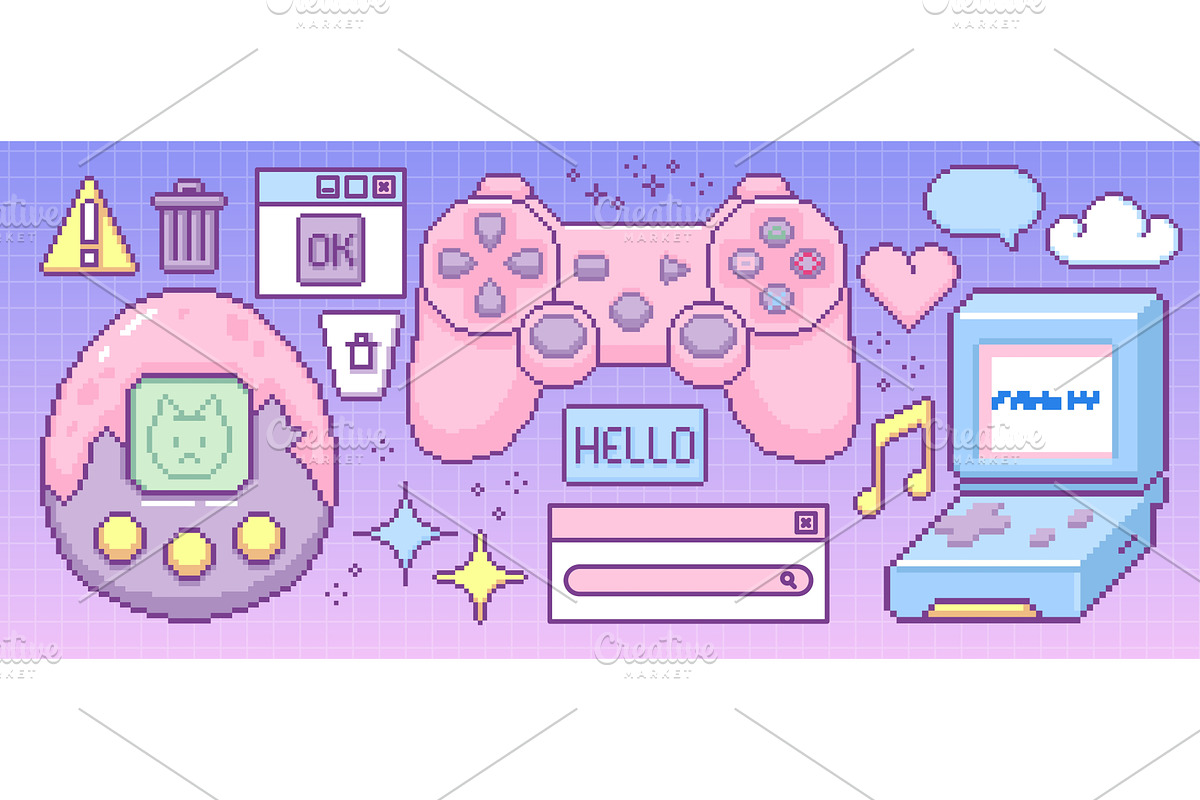 Retro pixel computer game icons, an Object Illustration by art PVP - market