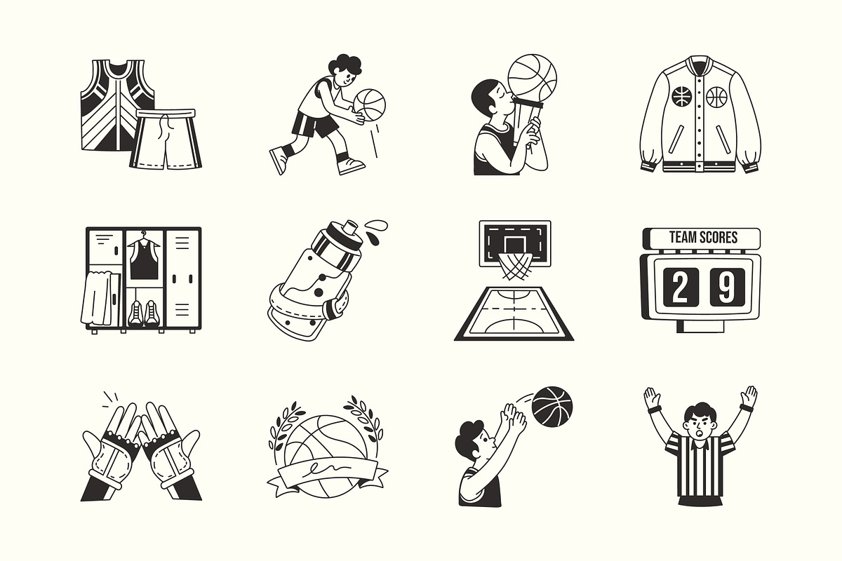 Animated Basketball Illustration Set, a Sport Illustration by Vectors Market (Photo 3 of 5)