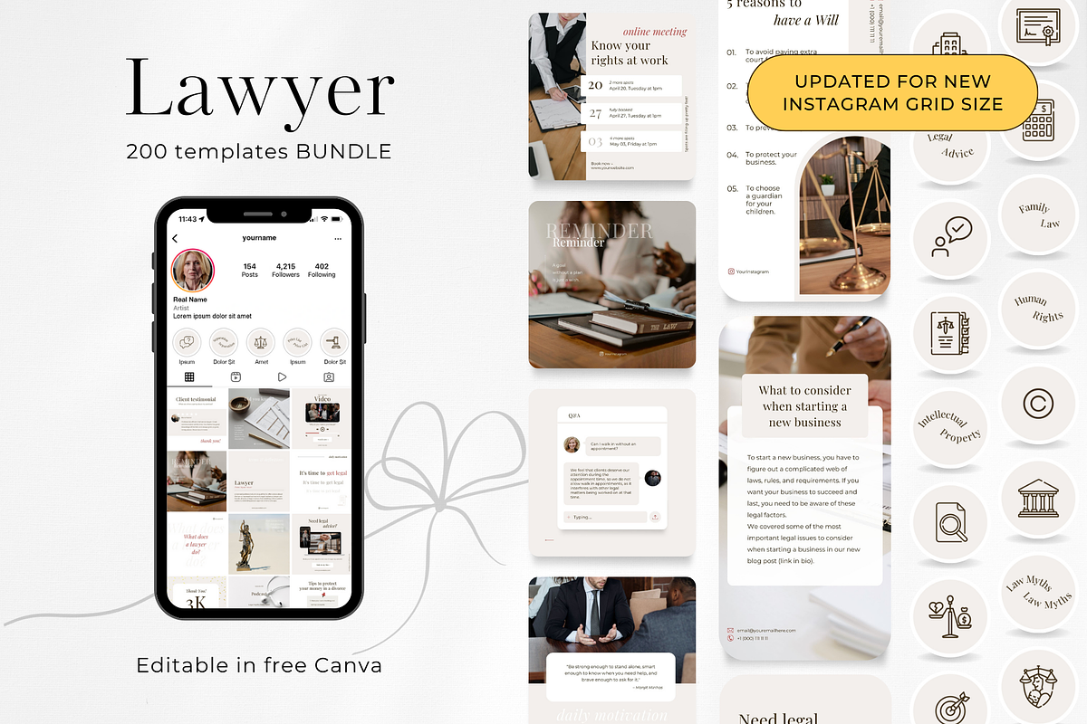 200 Lawyer Social Media BUNDLE, a Social Media Template by PatternLab. (Photo 1 of 10)
