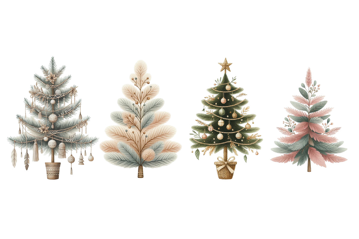 Watercolor Boho Christmas Trees, an Illustration by Designworld (Photo 4 of 5)