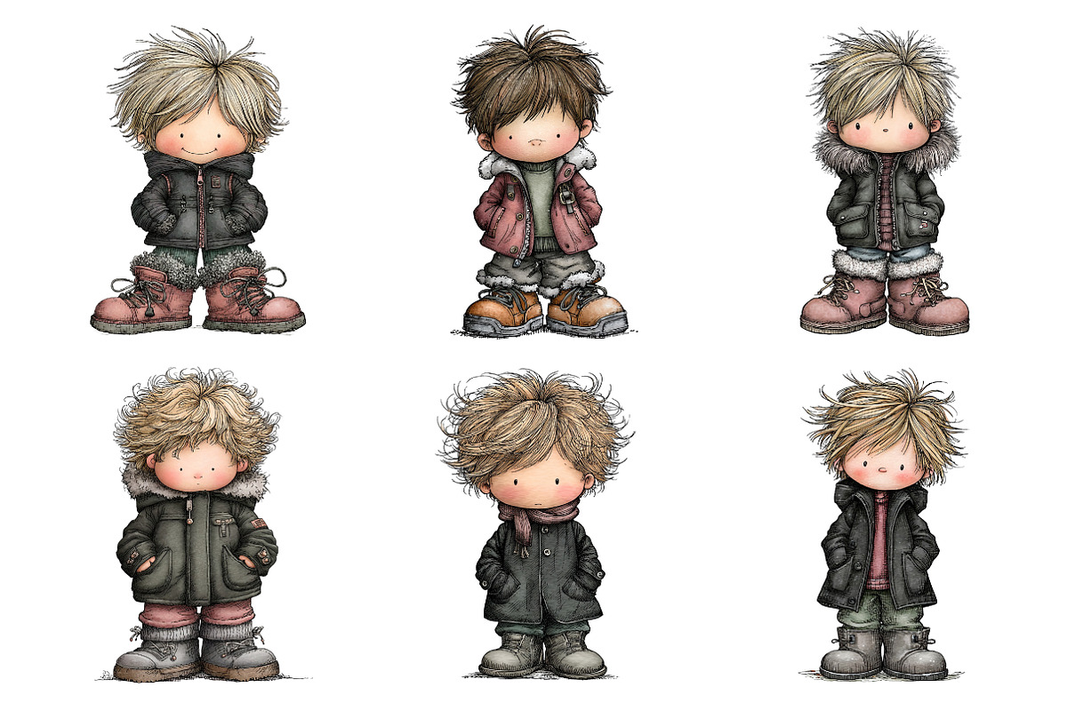 Watercolor Winter Boy Clipart, an Illustration by DreamArtGraphic (Photo 3 of 5)