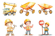 Construction Watercolor Clipart, an Illustration by CitraGraphics (Thumbnail 3 of 5)