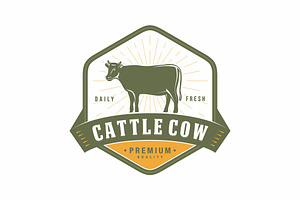 Cattle farm Emblem Logo Design, a Branding & Logo Template by swarnstudio