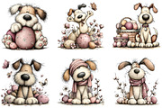 Whimsical Easter Dogs Clipart, an Illustration by CraftArtStudio (Thumbnail 4 of 5)