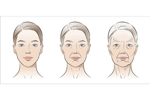 Woman’s face sketch, line vector