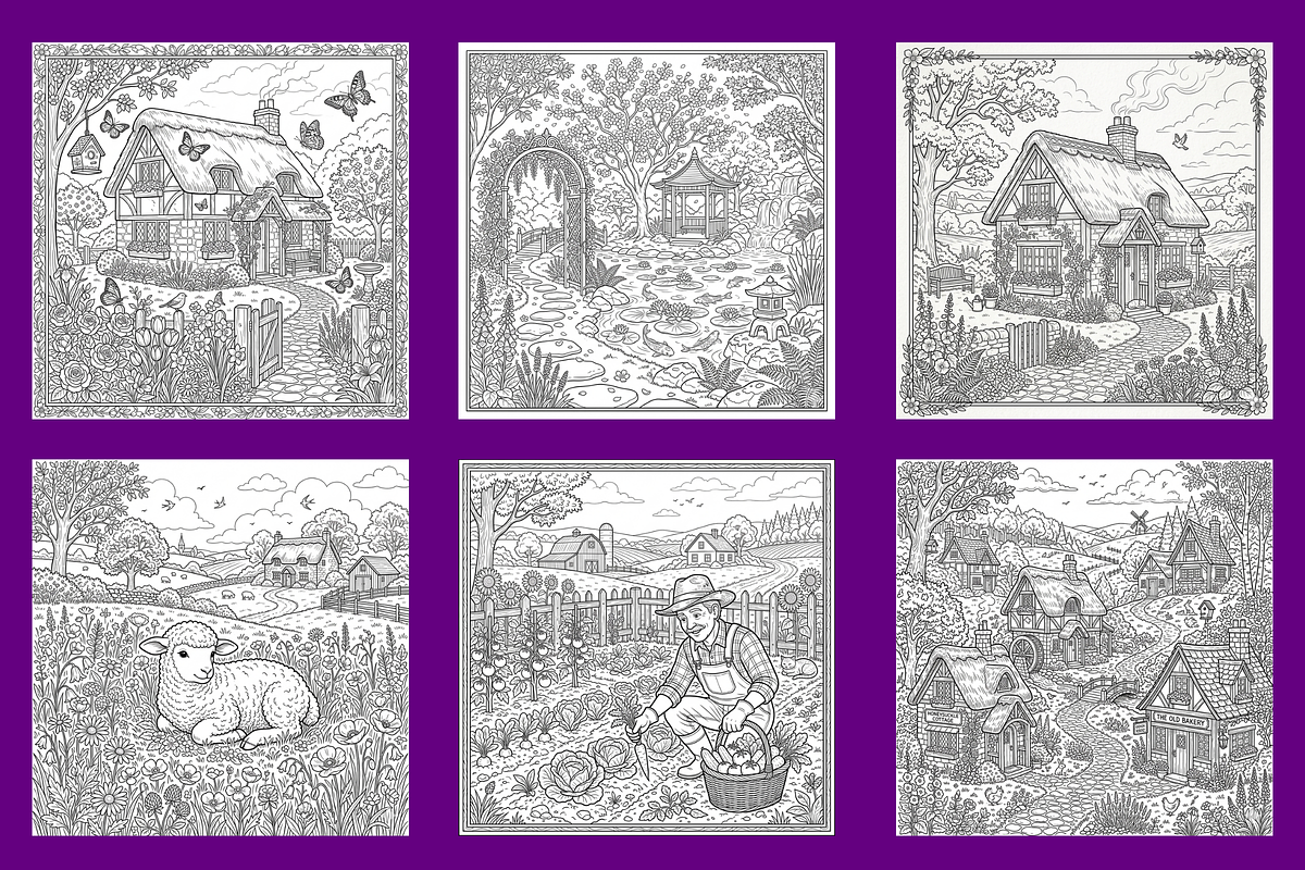 Rural Life Coloring Pages, a Decorative Illustration by BerryPieArt