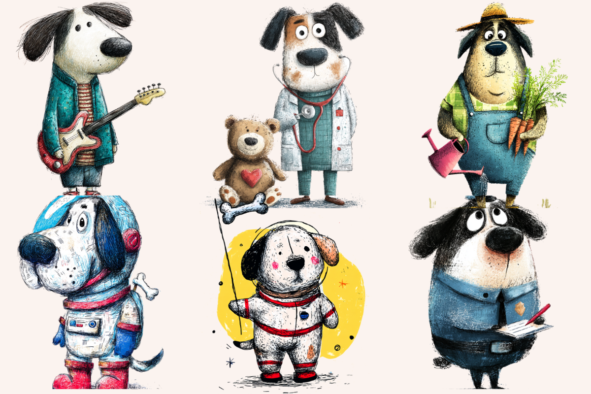 Whimsical Dogs With Big Jobs, an Animal Illustration by PrintHaven Designs (Photo 7 of 10)
